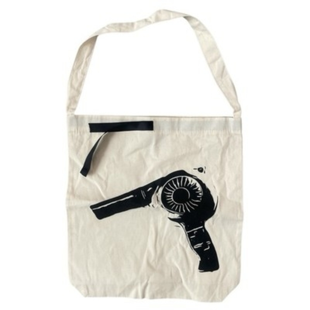 Bag-all Hair Dryer Print Storage Bag Canvas Tote Bag Off White